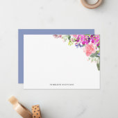 Personalized Elegant Watercolor Floral ノートカード (正面/裏面インサイチュ)