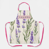 Personalized Elegant Watercolor Lavender  エプロン (正面)