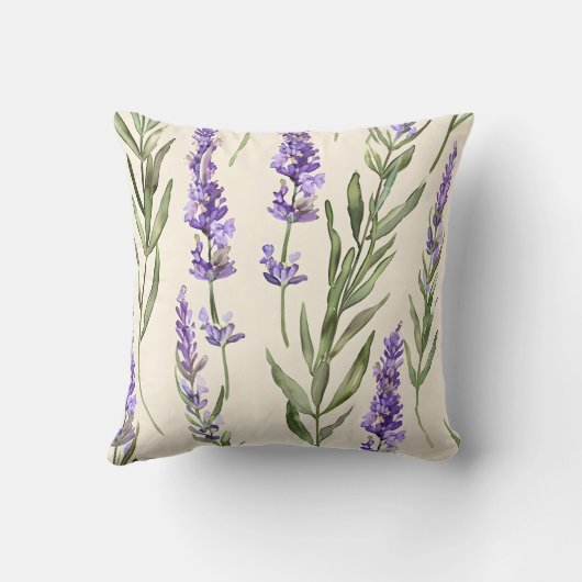 Personalized Elegant Watercolor Lavender  クッション (裏面)