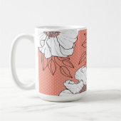 Personalized Elegant White Florals on Coral コーヒーマグカップ (左)