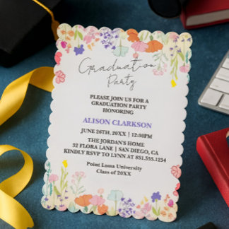 Personalized Elegant Wildflower Graduation Party I 招待状