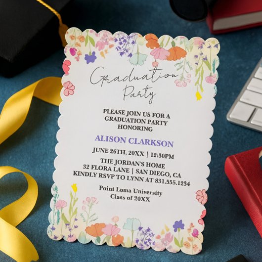 Personalized Elegant Wildflower Graduation Party I 招待状