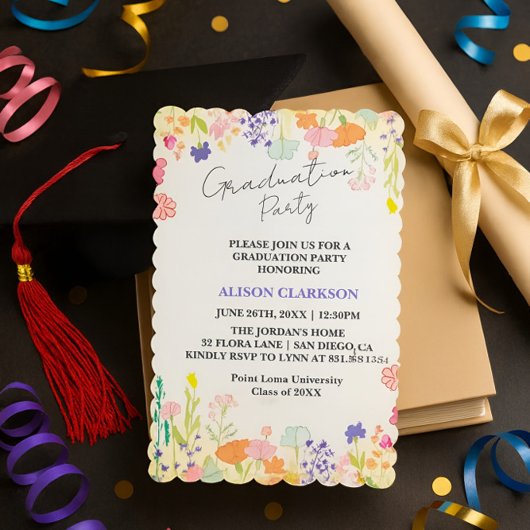 Personalized Elegant Wildflower Graduation Party I 招待状