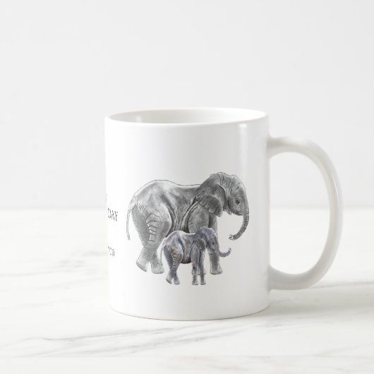 Personalized elephant mother's day コーヒーマグカップ (右)