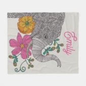 Personalized Elephant Name Kids Room Poster フリースブランケット (正面(横))