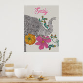 Personalized Elephant Name Kids Room Poster ポスター (キッチン)