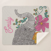 Personalized Elephant Name Kids Sherpa Blanket シェルパブランケット (正面(横))