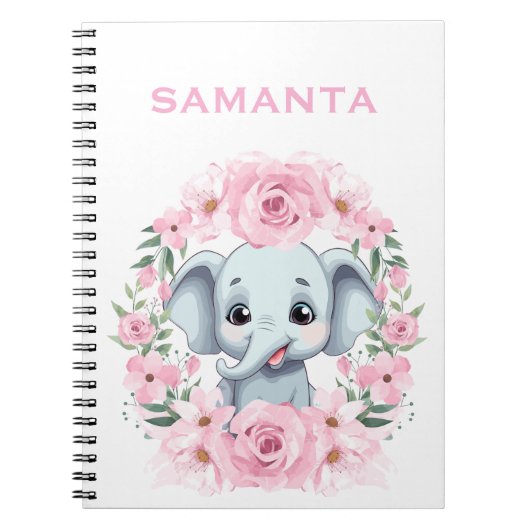 Personalized Elephant Notebook ノートブック (正面)