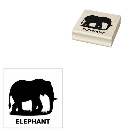 Personalized Elephant Silhouette ラバースタンプ (押印)