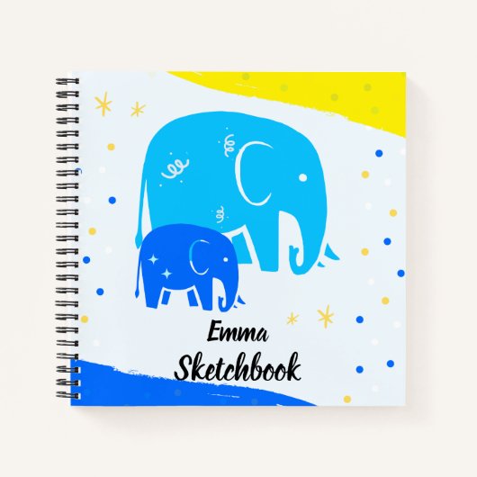 Personalized Elephant Sketchbook for Kids ノートブック (正面)