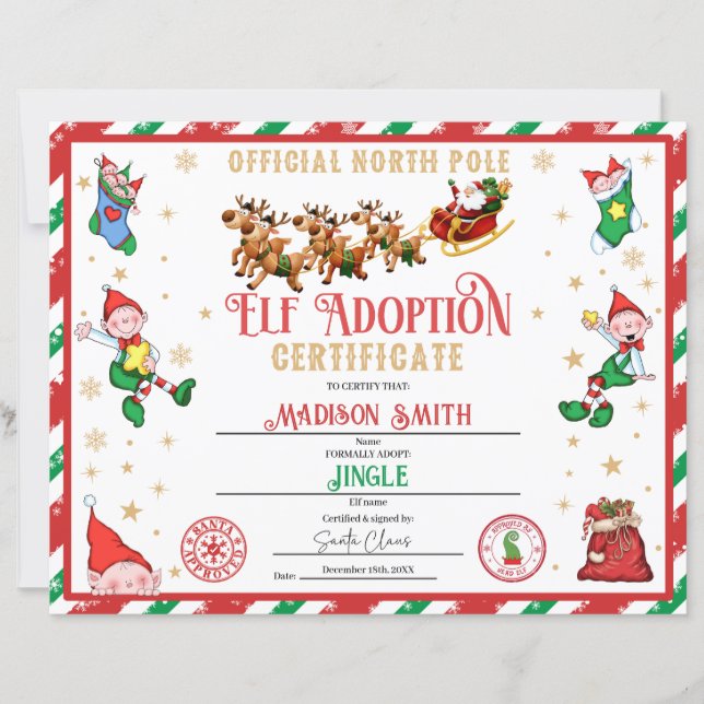 Personalized Elf Adoption Certificate (正面)