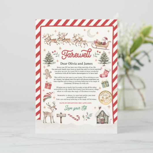 Personalized Elf Retirement Letter Goodbye Elf 招待状 (スタンド正面)