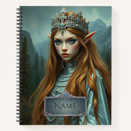 Personalized Elven Queen Notebook with Custom Name ノートブック (正面)