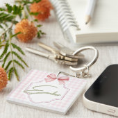 Personalized Ember Baby Girl Nursery Bow&Gingham  キーホルダー (正面右)
