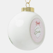 Personalized Ember Baby Girl Nursery Bow&Gingham セラミックボールオーナメント (左)