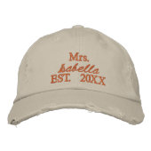 Personalized embroidered Mrs. hat - Customized  刺繍入りキャップ (正面)