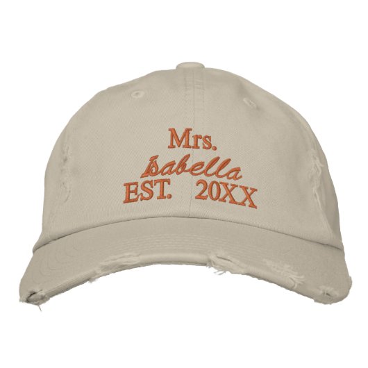 Personalized embroidered Mrs. hat - Customized 刺繍入りキャップ (正面)