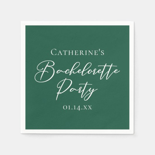Personalized Emerald Green Bachelorette Party スタンダードカクテルナプキン (正面)