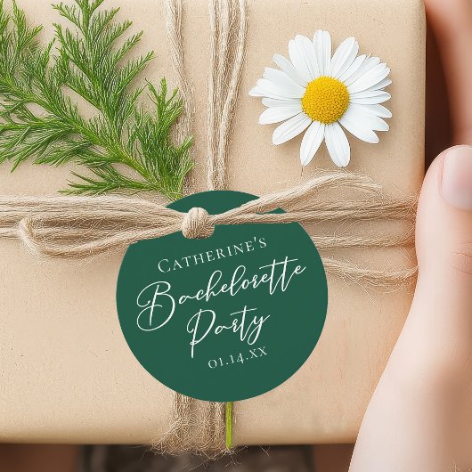 Personalized Emerald Green Bachelorette Party フェイバータグ