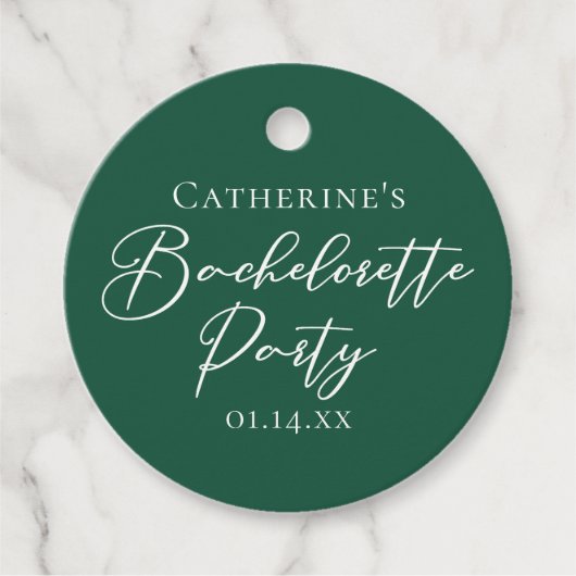 Personalized Emerald Green Bachelorette Party フェイバータグ (正面)