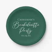 Personalized Emerald Green Bachelorette Party ペーパープレート (正面)