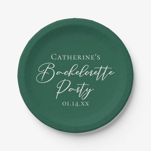 Personalized Emerald Green Bachelorette Party ペーパープレート (正面)