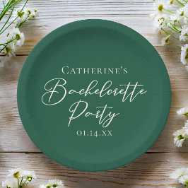 Personalized Emerald Green Bachelorette Party ペーパープレート
