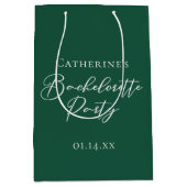 Personalized Emerald Green Bachelorette Party ミディアムペーパーバッグ (正面)