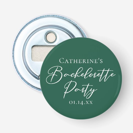 Personalized Emerald Green Bachelorette Party 栓抜き (正面)