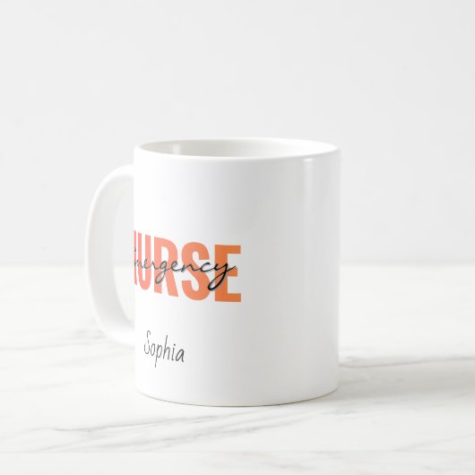 Personalized Emergency Nurse Bold Typography コーヒーマグカップ (正面左)