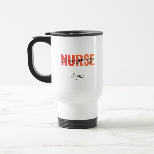 Personalized Emergency Nurse Bold Typography トラベルマグ (左)