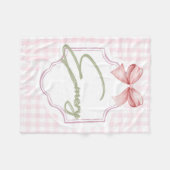 Personalized Emery Baby Girl Nursery Bow&Gingham フリースブランケット (正面(横))