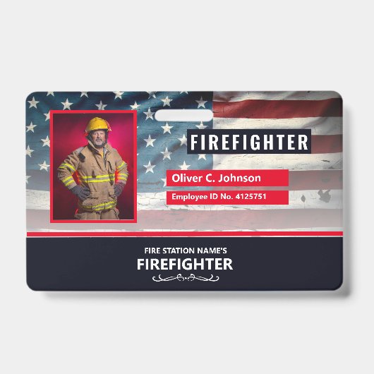 Personalized Employee ID Card - Photo, Barcode, バッジ (正面)