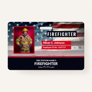 Personalized Employee ID Card - Photo, Barcode, バッジ