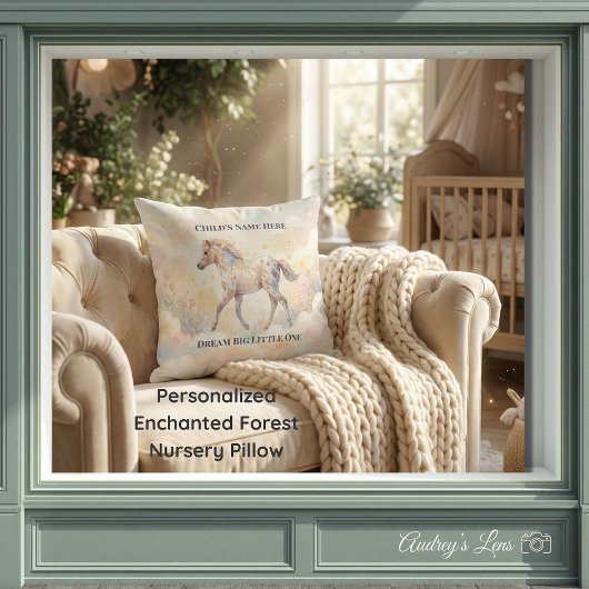 Personalized Enchanted Forest Nursery Pillow クッション