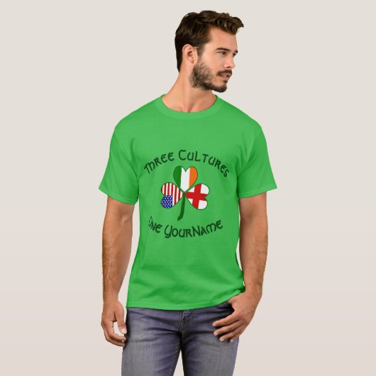 Personalized England Ireland USA Shamrock Men's Tシャツ (正面フル)
