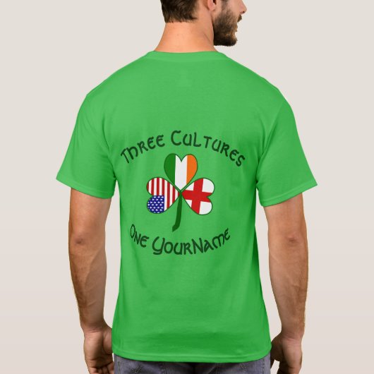 Personalized England Ireland USA Shamrock Men's Tシャツ (裏面)