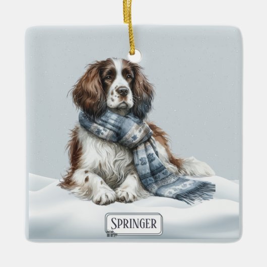 Personalized English Springer Spaniel Ornament セラミックオーナメント (正面)