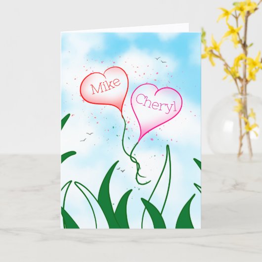 Personalized Entangled Hearts Valentine Card       カード (黄色い花)