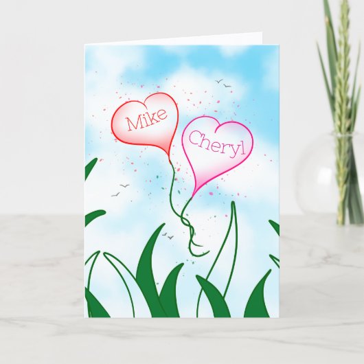 Personalized Entangled Hearts Valentine Card       カード (正面)