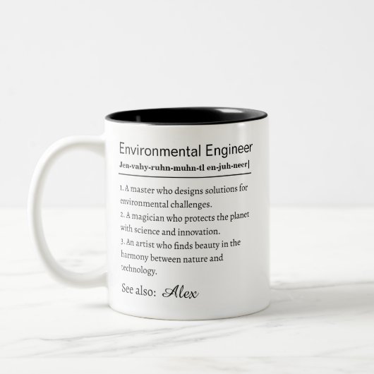 Personalized Environmental Engineer Definition ツートーンマグカップ (左)