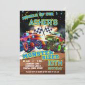 Personalized Epic Monster Truck Showdown Birthday 招待状 (スタンド正面)