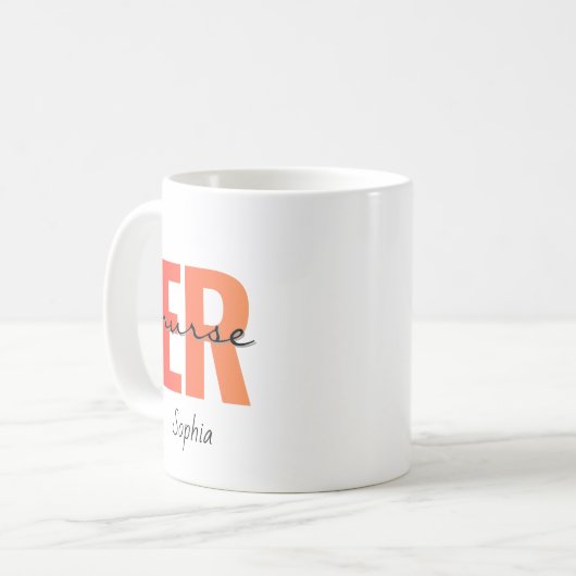Personalized ER Nurse Bold Typography コーヒーマグカップ (正面左)
