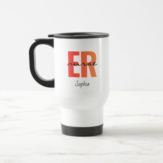 Personalized ER Nurse Bold Typography トラベルマグ (左)