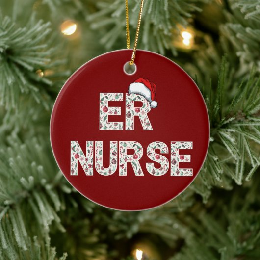 Personalized ER Nurse Christmas Gift Santa Trendy セラミックオーナメント (ツリー)