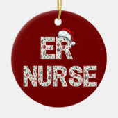 Personalized ER Nurse Christmas Gift Santa Trendy セラミックオーナメント (正面)