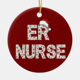 Personalized ER Nurse Christmas Gift Santa Trendy セラミックオーナメント