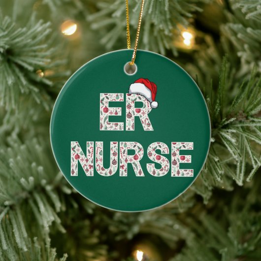 Personalized ER Nurse Christmas Gift Santa Trendy セラミックオーナメント (ツリー)
