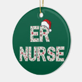 Personalized ER Nurse Christmas Gift Santa Trendy セラミックオーナメント (左)