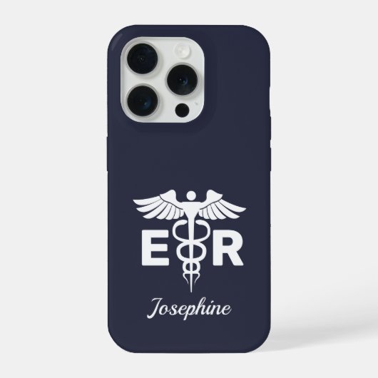 Personalized ER Nurse Phone Case Caduceus Symbol iPhoneケース (裏面)